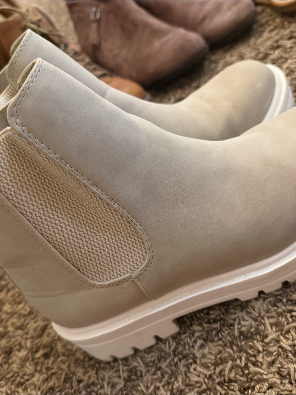 Women's Beige Boot - Neutral Slip-On Casual
